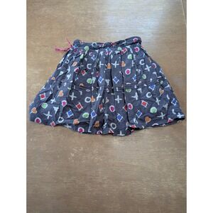 Deux par Deux Girls Grey Doodle Print Tiered Skirt Size 7 Elastic Waist